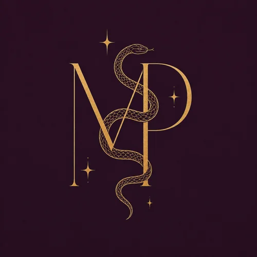MP monogram with gold serpent